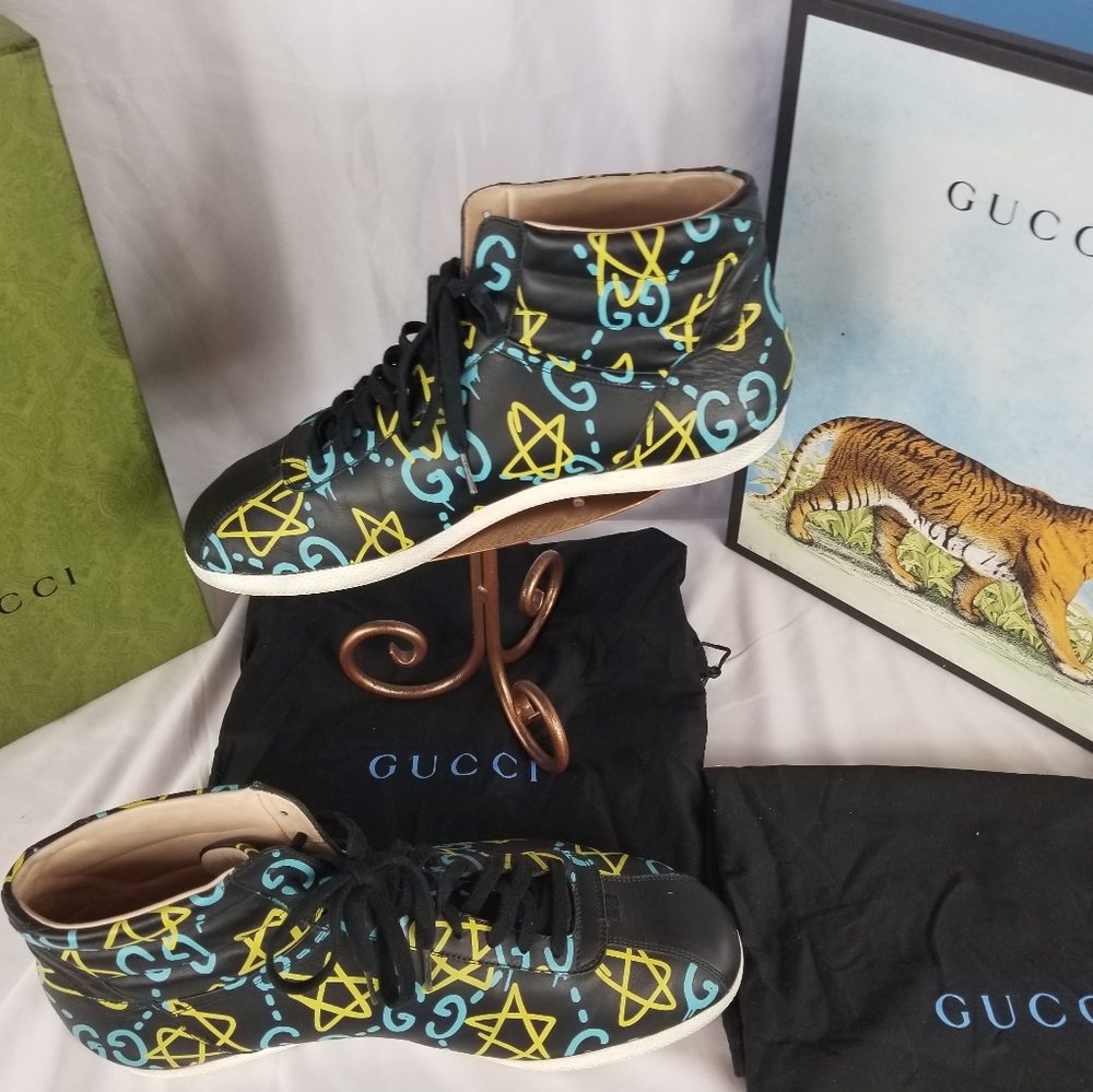 Gucci Apollo/Star/Nero  Hi Top Sneakers 12 Black